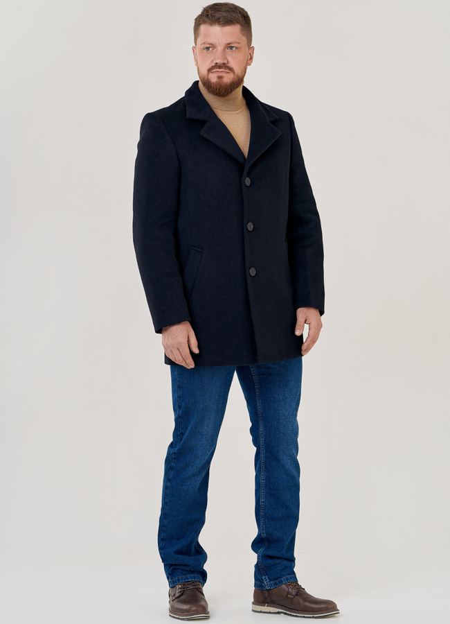 Утепленное мужское пальто в черном цвете модель № 23214 универмаг малина