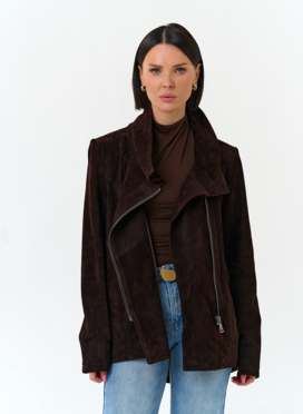 Женская куртка из натуральной замши с поясом