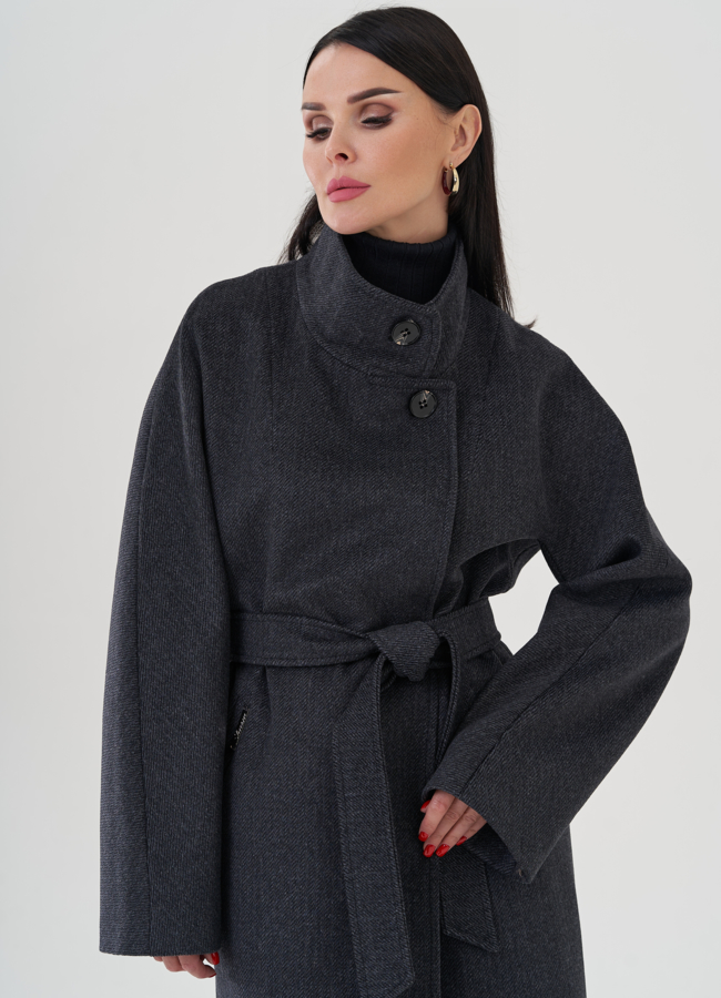 Пальто женское в цвете графит модель № 24756 в кредит