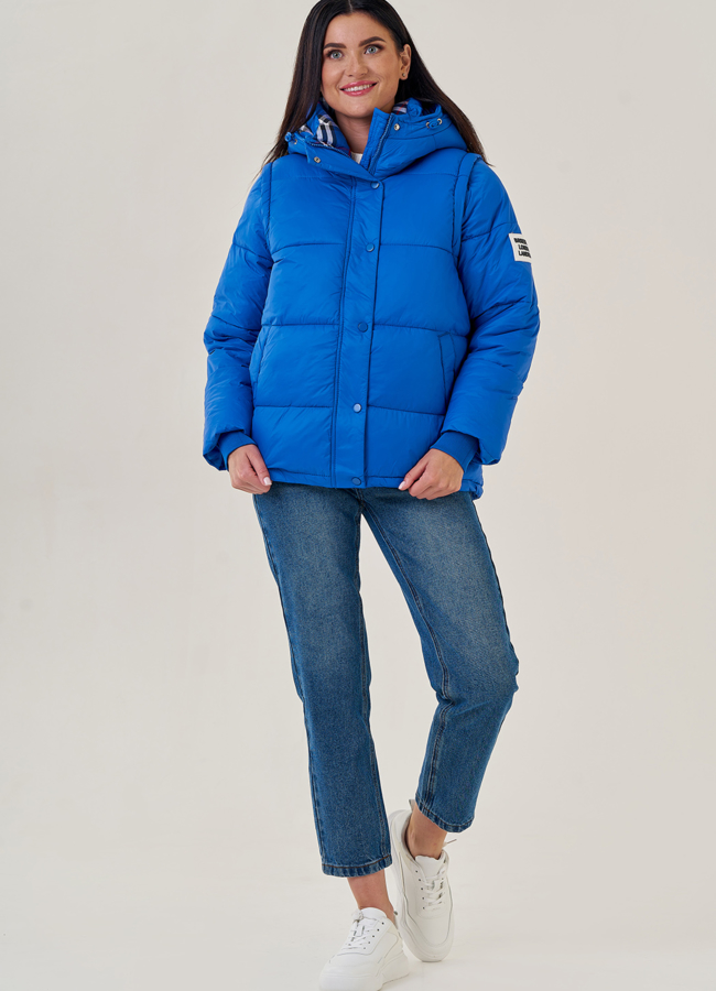 Женская куртка- трансформер в синем цвете модель № 23130 в рассрочку