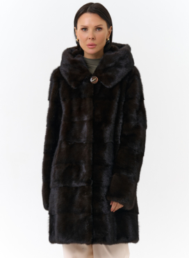 Норковая шуба с капюшоном