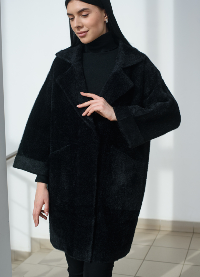 Кардиган  с английским воротником черного цвета  модель № 22505 в рассрочку