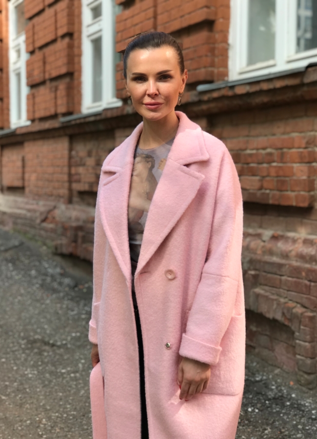 фото Женское пальто в розовом цвете модель № 5506