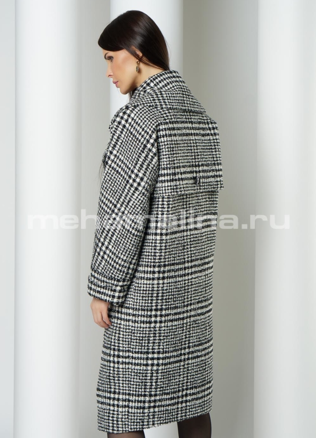 Зимнее пальто удлиненное на пуговицах  модель № П-369 универмаг малина