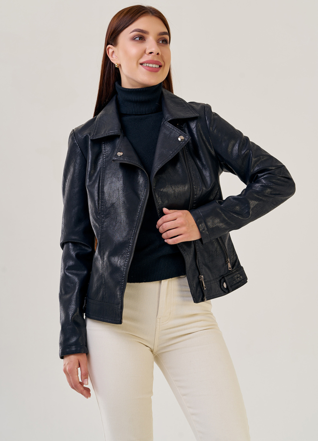 фото Классическая женская куртка косуха из эко кожи модель № 20639