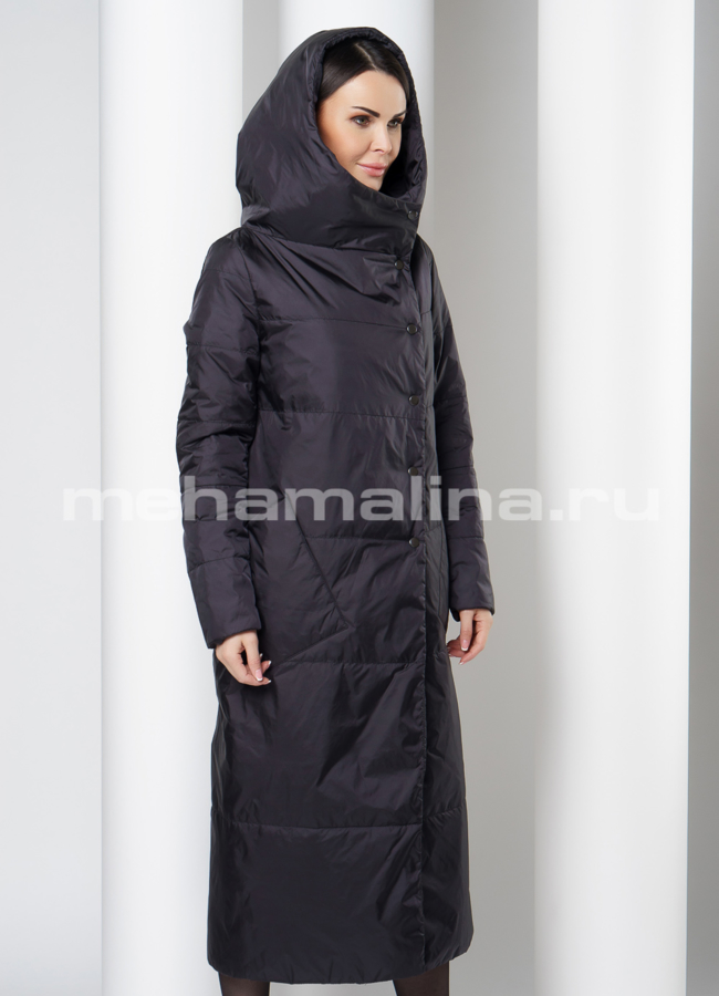 Утепленное пальто с капюшоном модель № 117 универмаг малина