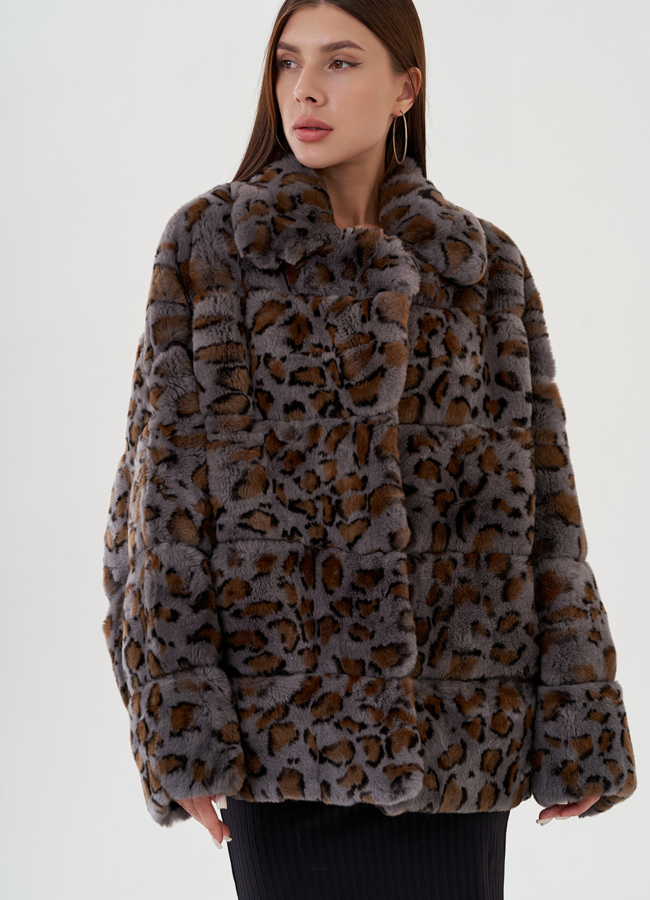 Куртка из колика с английским воротником прямого силуэта модель № 81857 в рассрочку