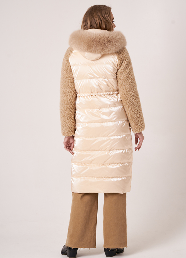 Пуховик комбинированный с эко мехом модель № 90707 в кредит
