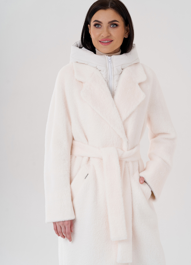 Женское пальто со съёмным капюшоном модель № 24325 универмаг малина