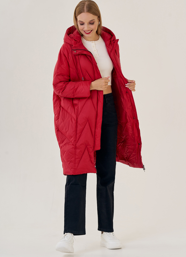Женский пуховик оверсайз с капюшоном Malina Siberian модель № 23230 универмаг малина