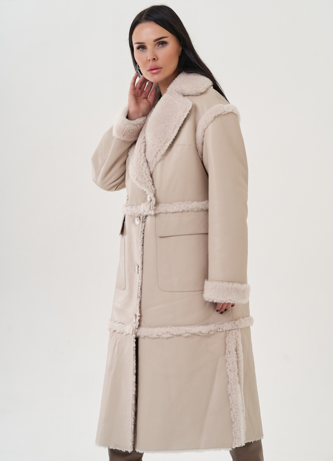 Женская дубленка с английским воротником  модель № 26045 универмаг малина