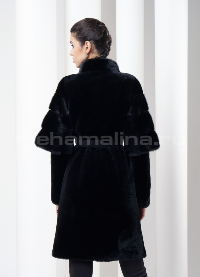фото Шуба с норковыми рукавами из астрагана модель № S-119 