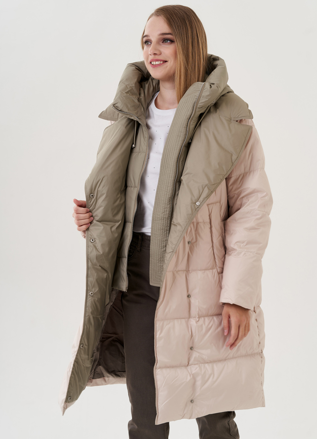 Женский пуховик с капюшоном  модель № 25440 универмаг малина