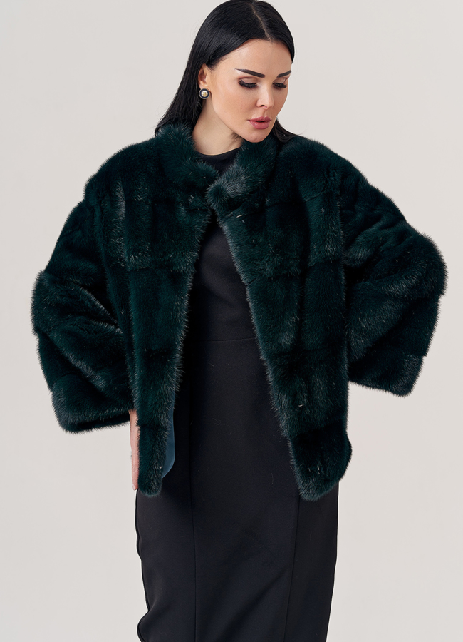 Короткая шуба из норки  модель № 23102 универмаг малина