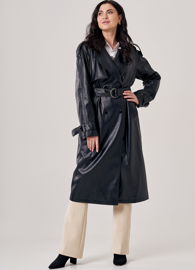 Женское пальто из искусственной кожи модель № 605 универмаг малина