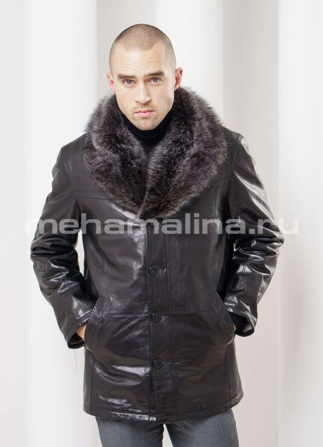 Дубленка мужская модель № DM-96 меха малина