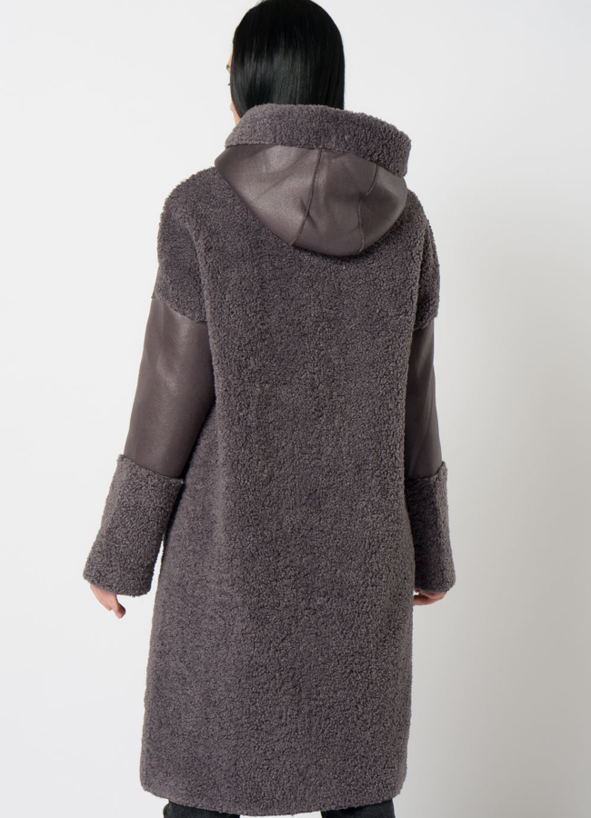 Дубленка из эко кожи комбинированная модель № 9762-1 в кредит