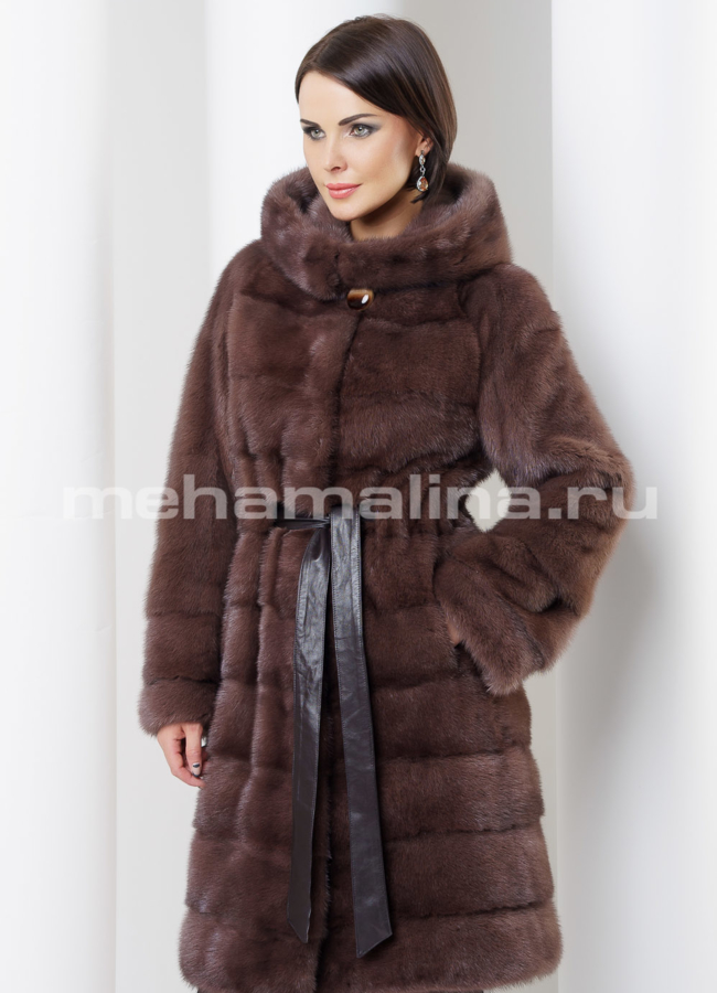 фото Норковая шуба, цвет соболь модель № S-458