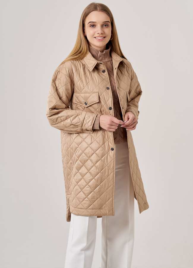 Полупальто-рубашка бежевого цвета модель № 38 в рассрочку