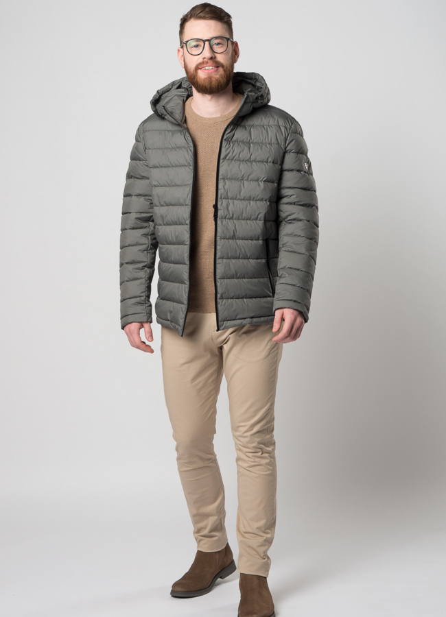 Мужская утепленная куртка с капюшоном модель № M9033 в кредит