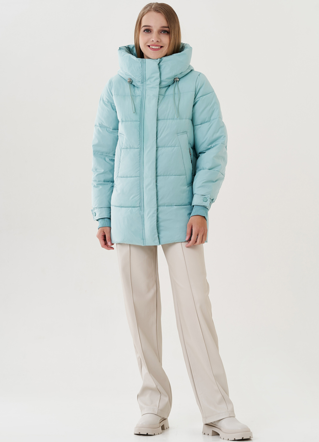 Женская куртка с капюшоном  модель № 25773 меха малина