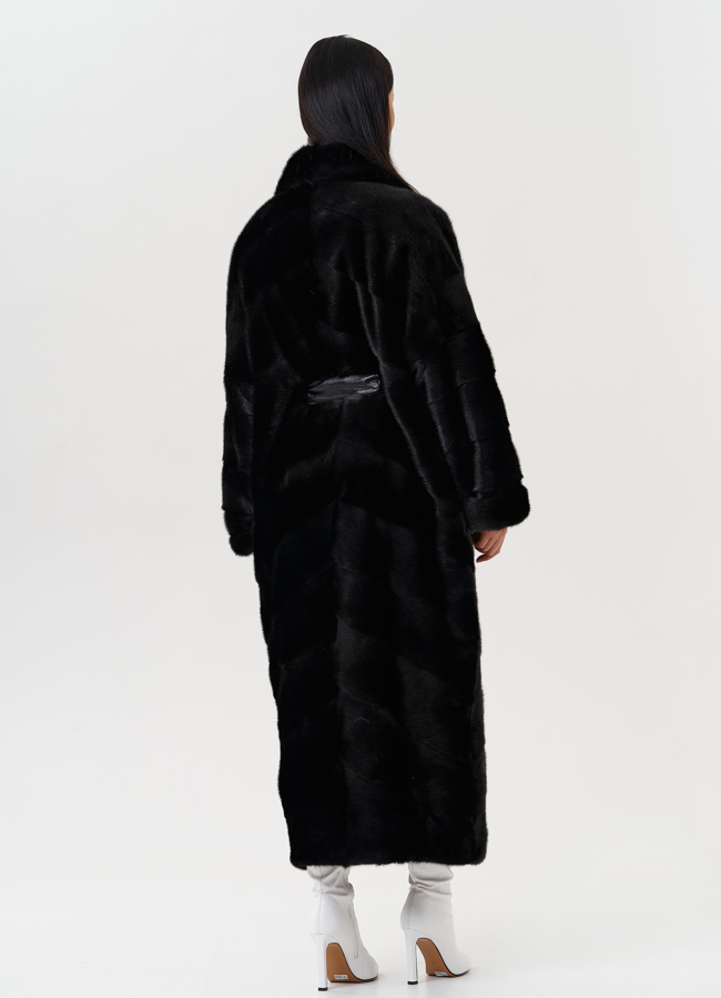 Женская длинная шуба из меха норки модель № 27593 универмаг малина