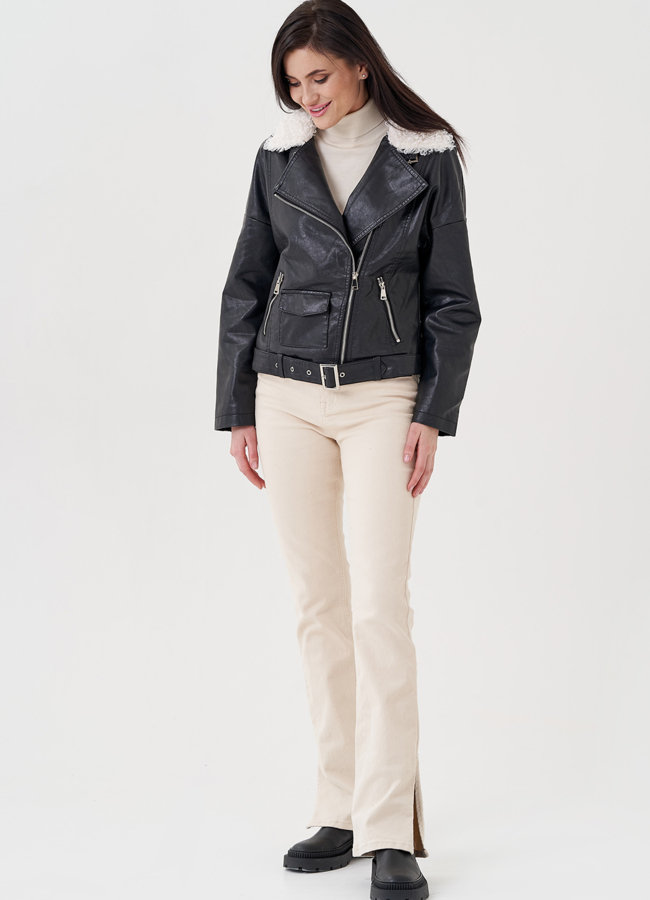 фото Куртка косуха демисезонная из эко кожи на утеплителе модель № 23997