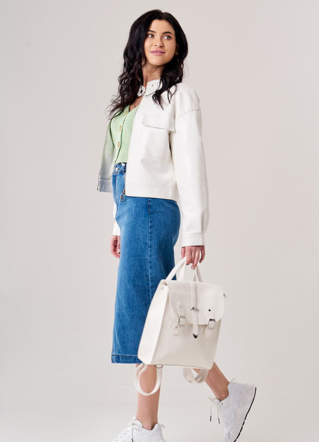 Рюкзак женский из эко кожи белого цвета модель № ZR 9992 в кредит