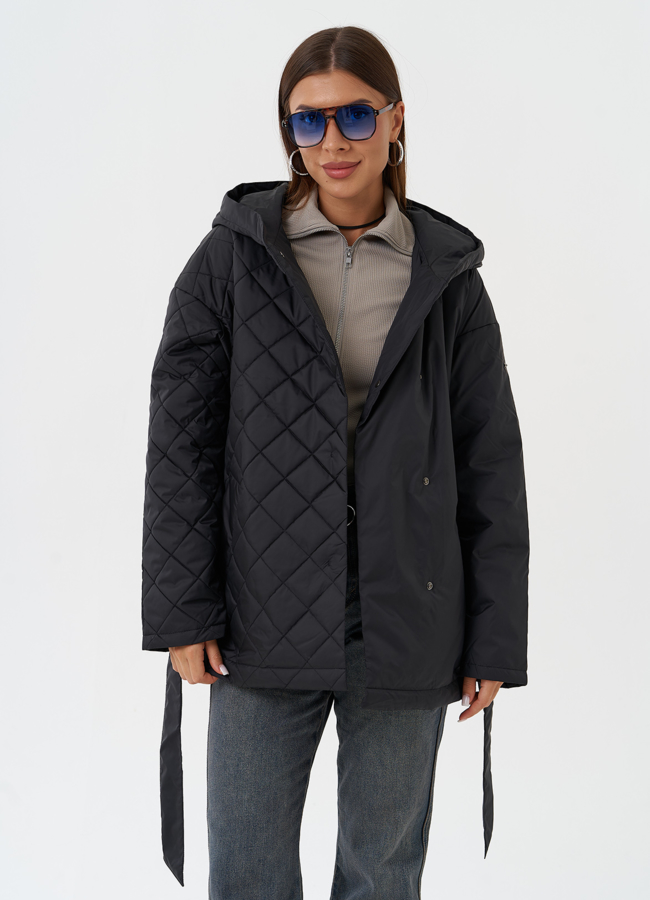 Женская куртка с акцентной стежкой модель № 28436 меха малина