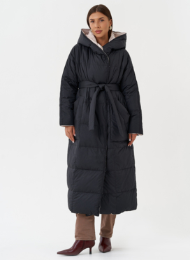 Женский двухсторонний пуховик с капюшоном