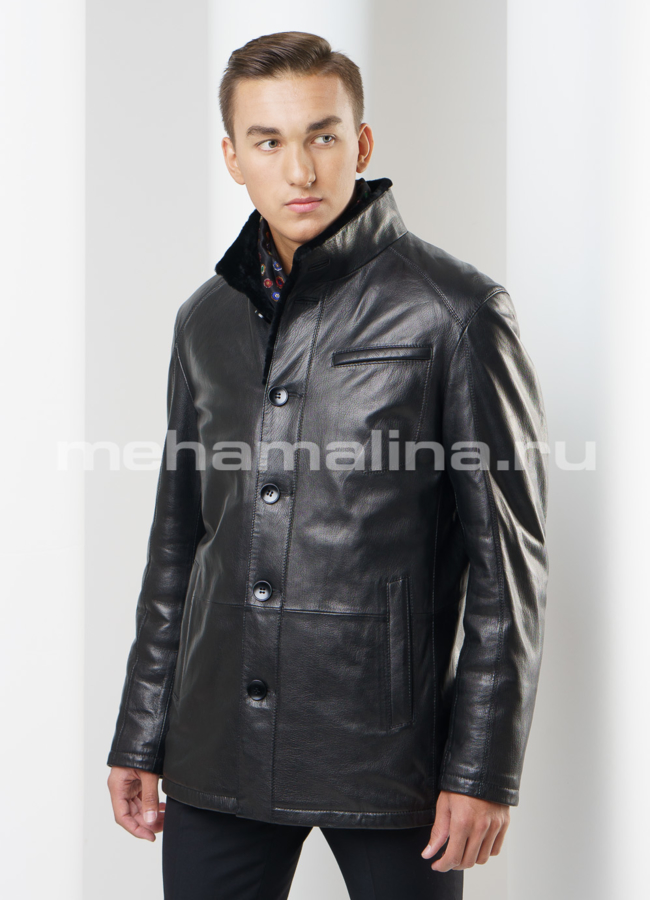 Дубленка черного цвета модель № DM-102 универмаг малина