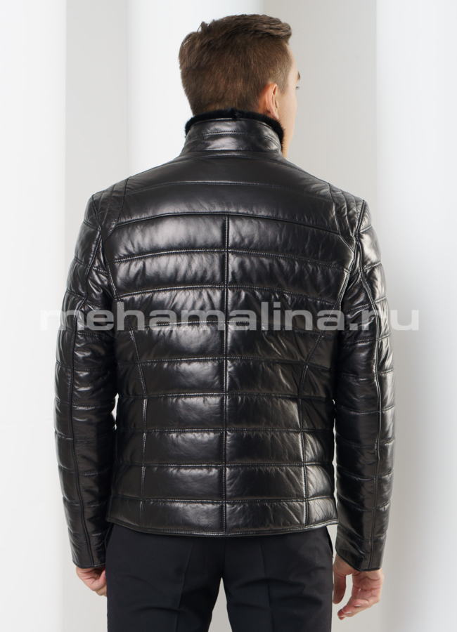 Кожаный пуховик модель № ПМ-62 в кредит