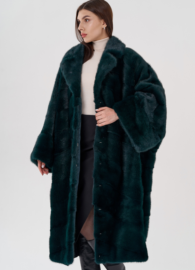 Шуба из норки с английским воротником  модель № 24222 универмаг малина
