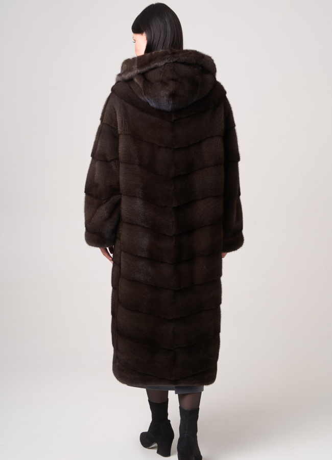 Шуба в цвете соболь с капюшоном модель № S-760 в кредит