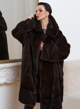 Норковая шуба с капюшоном