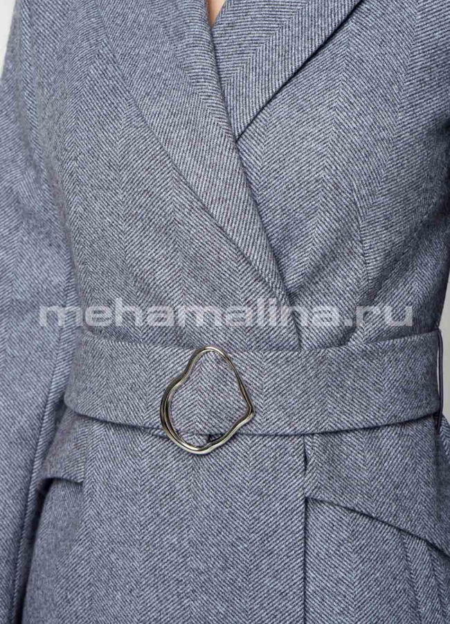 Женское пальто с поясом модель № 10902 универмаг малина