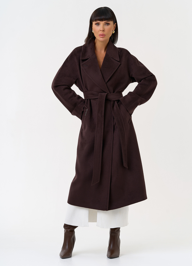 фото Женское пальто в коричневом цвете модель № 31338