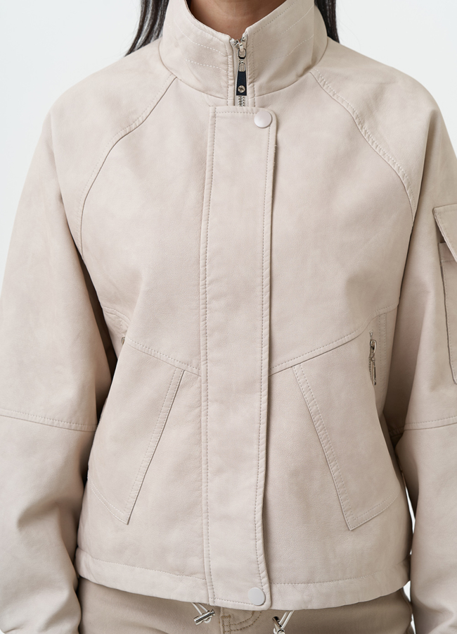 Куртка бомбер из эко кожи с воротником стойкой модель № 30341 универмаг малина