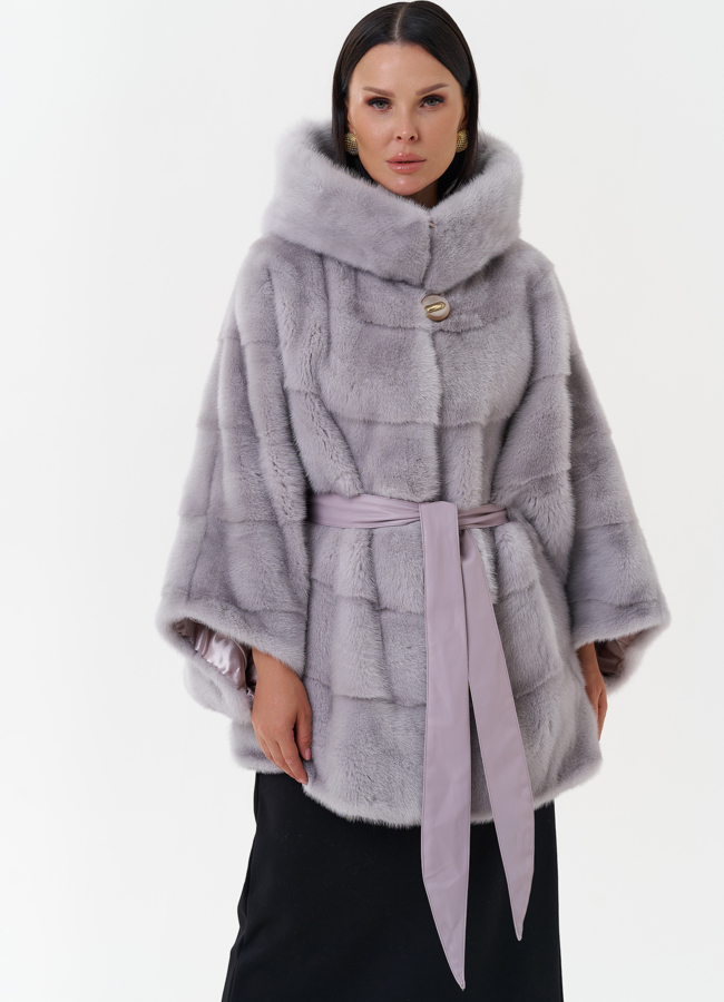 фото Шуба из меха норки с капюшоном модель № 27648