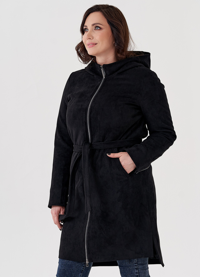 Полупальто из эко замши на утеплителе с капюшоном модель № 80236 универмаг малина Полупальто из эко замши на утеплителе с капюшоном модель № 80236 универмаг малина