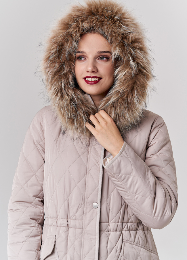 Двусторонняя парка с капюшоном бежевого цвета модель № 21132 универмаг малина