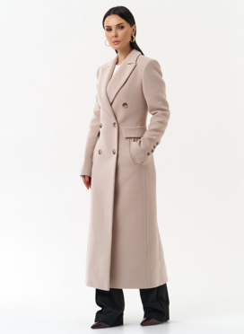 Длинное женское пальто с английским воротником