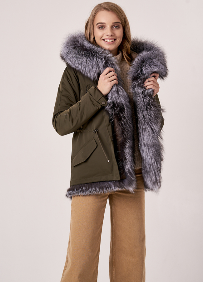 Укороченная парка в цвете хаки модель № 18952 универмаг малина