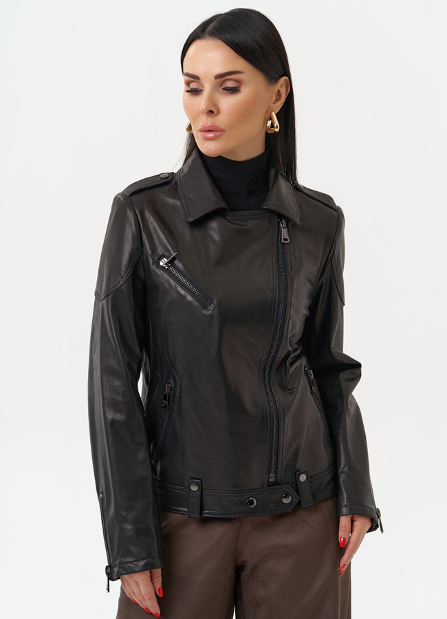 Куртка кожаная черного цвета модель № 10662 универмаг малина Куртка кожаная черного цвета модель № 10662 универмаг малина