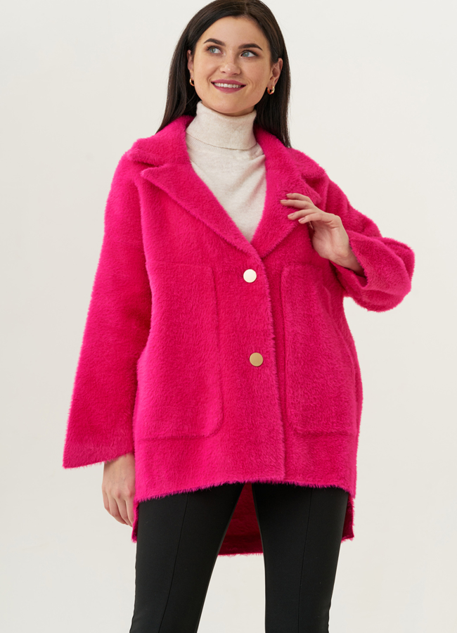 Женский кардиган на пуговицах модель № 1991 меха малина