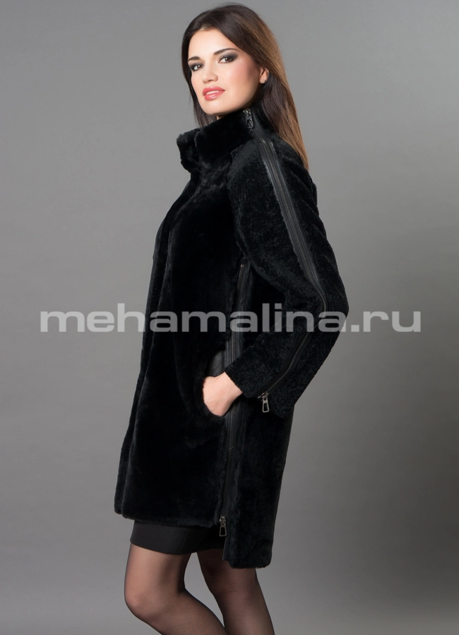 Шуба черного цвета  модель № D-237 универмаг малина