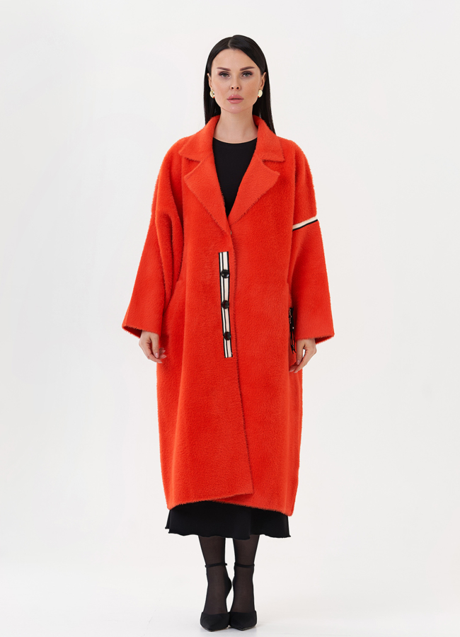 Женский кардиган оверсайз модель № 27019 меха малина