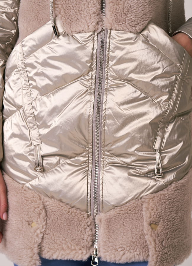 Комбинированный пуховик с шерстью модель № 912 в кредит