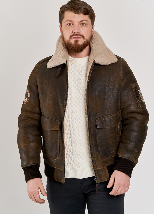 Куртка - пилот из овчины модель № DM-502 универмаг малина