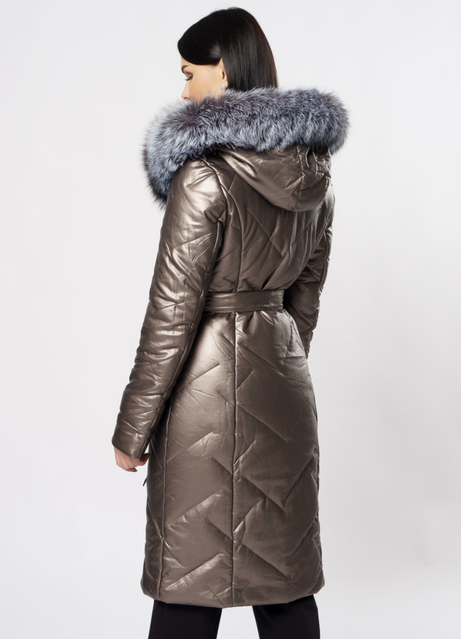 Пуховик женский на молнии с капюшоном модель № 19344 в рассрочку